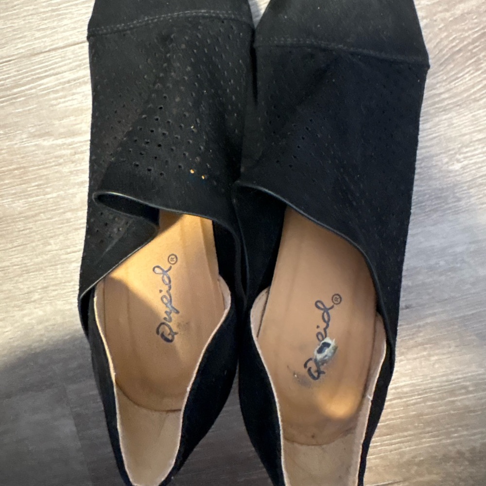 Cupid Black Perforated Women's Flats